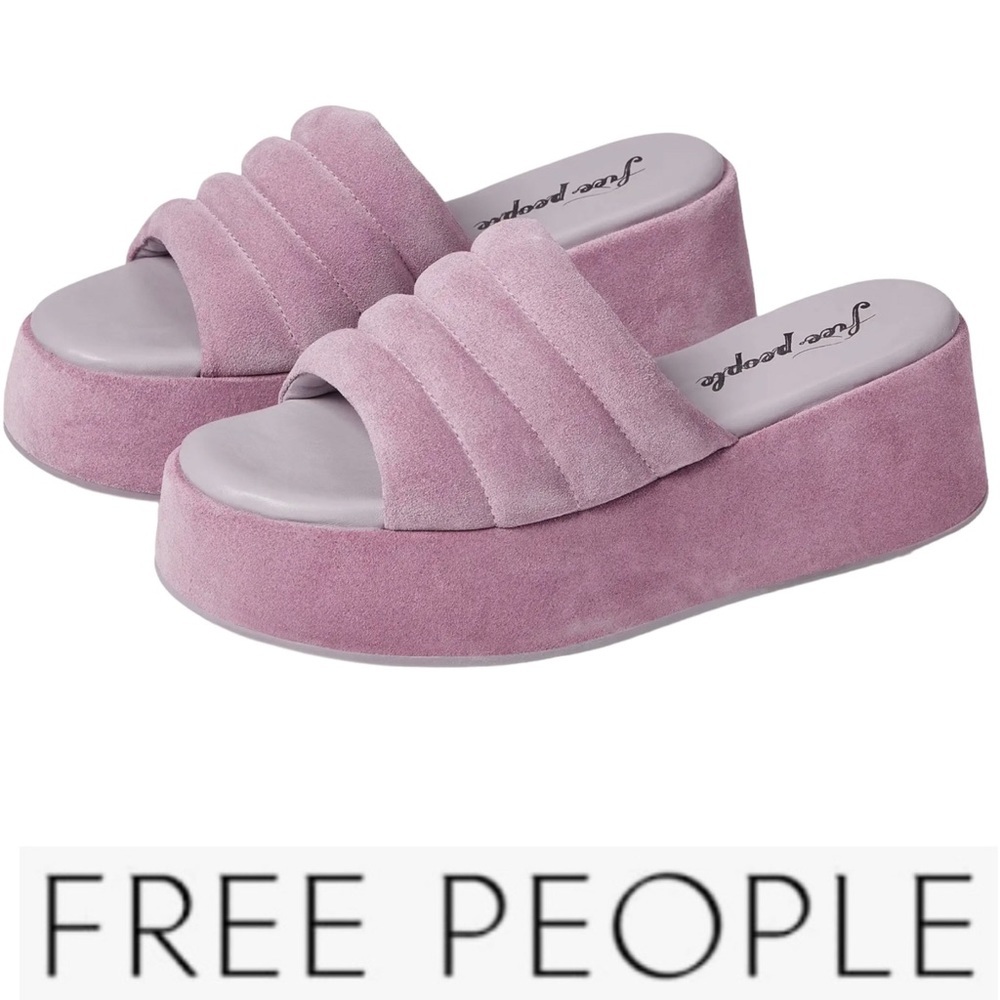 NWOT Free People Almost Paradise Purple Suede Platform Sandals 38